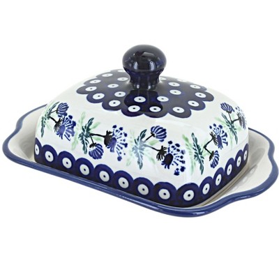 Blue Rose Polish Pottery 858 Zaklady Square Butter Dish