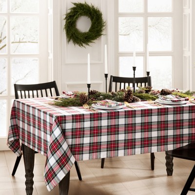 Elrene Christmas Classic Holiday Plaid Cotton Tablecloth - Elrene Home Fashions