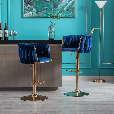 NicBex Bar Stools Set of 2,Swivel Height Adjustable Counter Height Bar Stools with Chrome Footrest and Base,Bar Chairs for Dining Room,Kitchen,Cafe