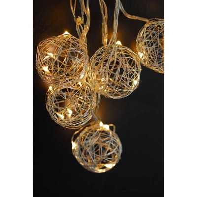 Perfect Holiday 10 LED Wire Ball String Light Battery Operated - Warm White