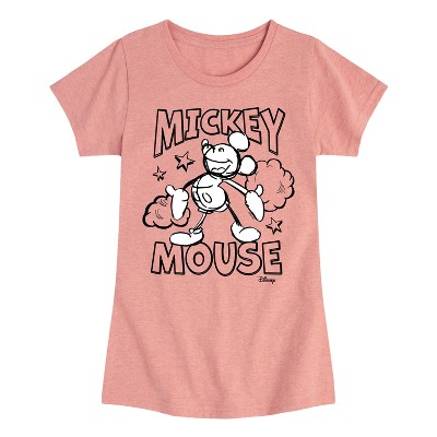 Girls' - Disney - Mickey Mouse Classic Sketch Fitted Short Sleeve Graphic T-Shirt