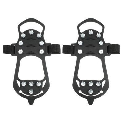 Unique Bargains Crampons Ice Cleats Shoes Spikes Grips Traction Black 1 Pair