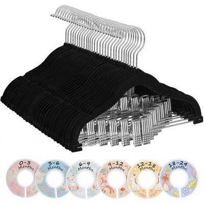SONGMICS Baby Hangers, 30 Packs Pants Hangers with Clips, Kids Hangers with 6 Clothes Dividers, Non-Slip Children’s Clothes Hangers
