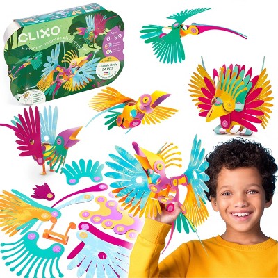 Clixo Jungle Birds Magnetic Building Set: 24 Pieces for Creative Thinking & Creativity