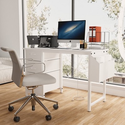 CAVINAS Home Office Desk Morden Computer Desk with 3 Drawers, Side Storage Pocket for Study and Work