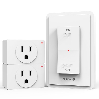Fosmon 2 Pack Remote Control Outlet with 1x On Off Switch, [ETL Listed] Electrical Power Plug Adapter, 80FT Range Wireless Outlet for Small Appliances