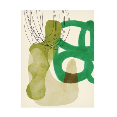 Trademark Fine Art - Ana Rut Bre Painted Lines Green Tan Kopie Canvas Art