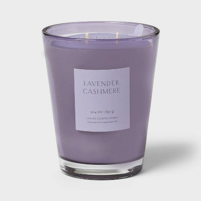 20oz Colored Vase Glass with Dustcover Lavender Cashmere Candle - Threshold™