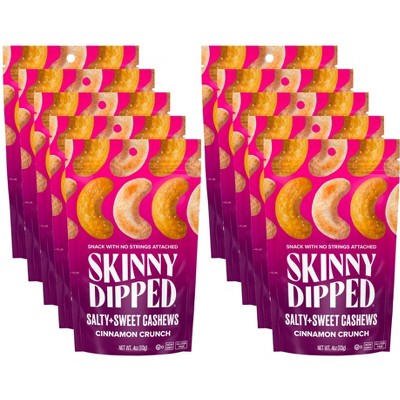 Skinnydipped Salty and Sweet Cashews Cinnamon Crunch- Case of 10/4 oz