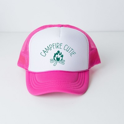 Simply Sage Market Campfire Cutie Adult Foam Trucker Hat - One Size Fits Most - White/HotPink