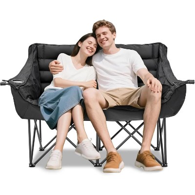 Docred Oversized Double Camping Chair, Folding 2 Person Camping Chair Loveseat, Lawn Chairs with Carrying Bag