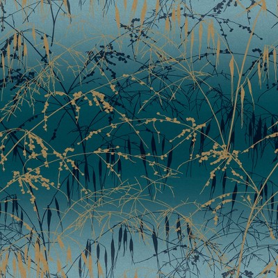 Clarissa Hulse Meadow Grass Teal and Soft Gold Wallpaper