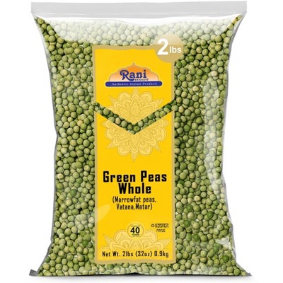 Green Peas Whole Dried (Marrowfat Peas, Vatana) - 32oz (2lbs) - Rani Brand Authentic Indian Products