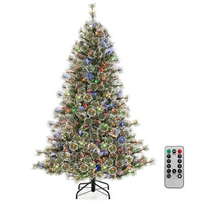 Costway 6/7.5/9 FT Artificial Christmas Tree with  360° Quick Power Connector 598/1086/1714 Pine Needles