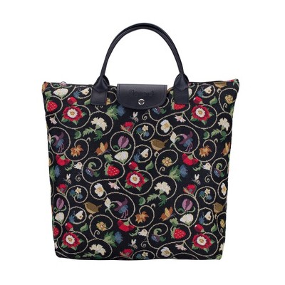 Signare USA Jacobean Dream Black Foldable Reusable Grocery Bag
