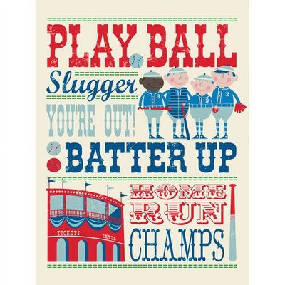 Oopsy Daisy's Play All Day - Baseball Canvas Wall Art - Size 14x18
