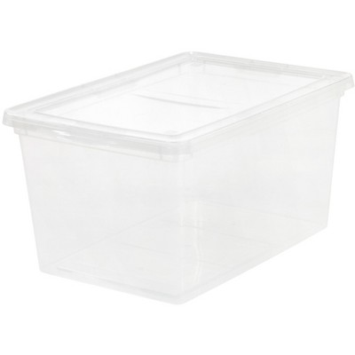 IRIS USA Plastic Storage Bin Tote Organizing Container with Latching Lid, Shoe Box, Clear