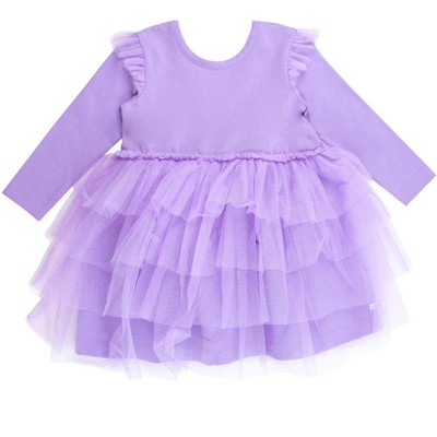 RuffleButts Toddler Girls Flutter Tulle Long Sleeve Twirl Dress