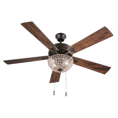 52" 5-Blade LED Woven Rope Lighted Ceiling Fan - River of Goods: Bohemian Style, Reversible Motor