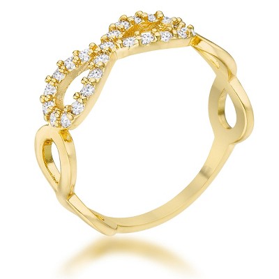 Slickblue Women’s 0.35ct CZ Infinity Ring, Goldtone Plated, Sleek Pave Setting with Clear Stones, Size 5-10