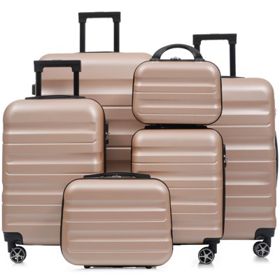 6/13pcs ABS Luggage Set, Lightweight Hardshell Suitcases with Dual Spinner Wheels, Carry-On+Check-In Sizes+Travel Bags -ModernLuxe