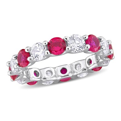 EVERLY JEWELRY  |   Sterling Silver 5 CT TGW Created Ruby Created White Sapphire Eternity Ring