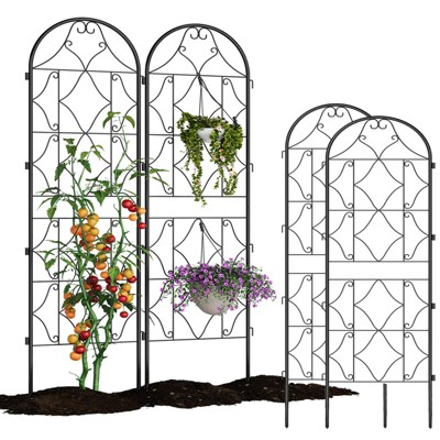 GustoWave Garden Trellis - Tall 75 Inch x 20 Inch Metal Trellis | Rustproof Black Powder Coated Outdoor Plant Support | Patio Decor