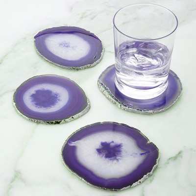 Modern Home Set of 4 Natural Agate Stone Coasters