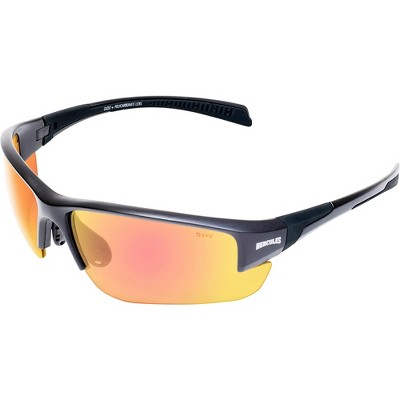 Global Vision Eyewear Hercules 7 24 Safety Cycling & Tennis Glasses with Red Mirror to Smoke Sunlight Reactive Lenses