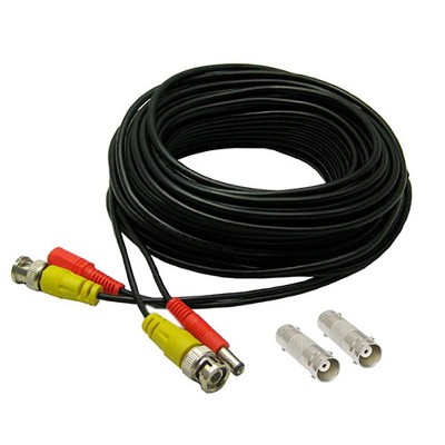 SatelliteSale CCTV Security Camera BNC Cable Siamese Pre-Made 2-in-1 Video and Power Universal Wire PVC Black Cord