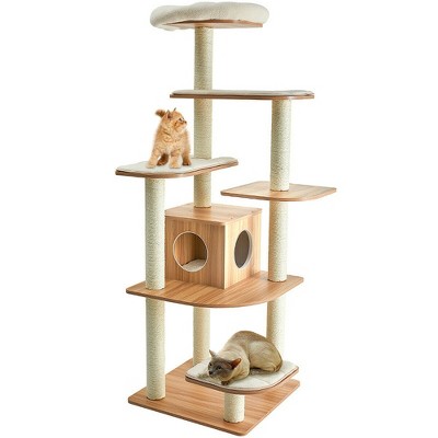 Costway 69" Modern Cat Tree Multi-layer Kitten Activity Tower w/ Removable Soft Mat