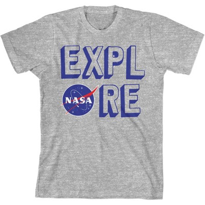 NASA Explore Crew Neck Short Sleeve Athletic Heather Youth T-shirt