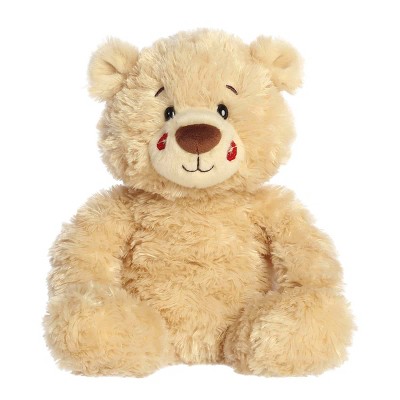 Aurora Medium Kiss Me Bear Bailey Valentine Heartwarming Stuffed Animal Tan 9.5"