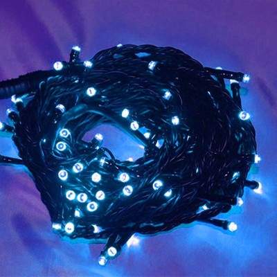 Perfect Holiday 100 LED Green Wire String Light with connector - Blue