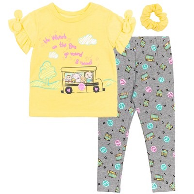 CoComelon JJ Baby Girls T-Shirt Leggings and Scrunchie 3 Piece Outfit Set Infant