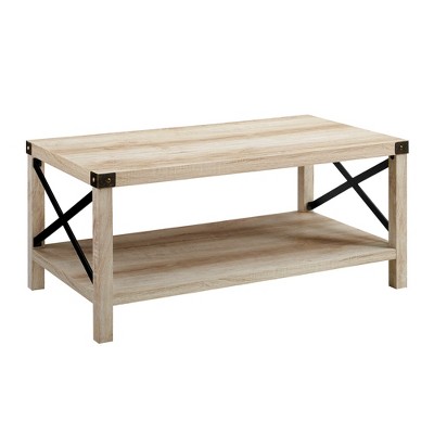 Sophie Rustic Industrial X Frame Coffee Table - Saracina Home