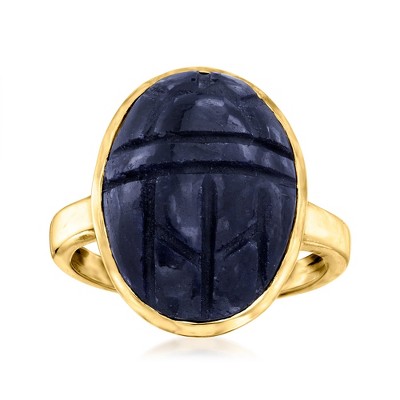 Ross-Simons 16.00 Carat Sapphire Scarab Ring in 18kt Yellow Gold Over Sterling