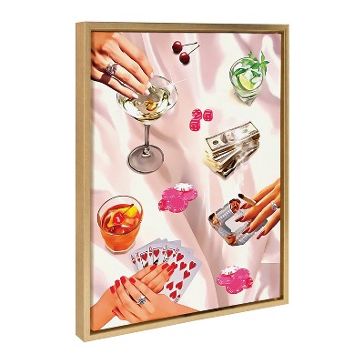 Kate & Laurel All Things Decor 18"x24" Game Night Poker Framed Canvas by Honey Island Studio Bright Gold