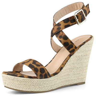 BLISSFUL STEP Women's Slingback Crisscross High Espadrille Wedge Heel Sandals