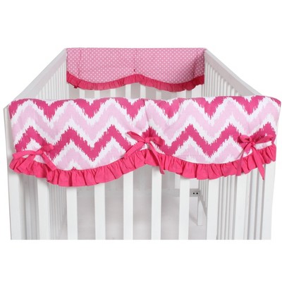 Bacati - Mix n Match Chevron/Dots Crib Rail Guard set of 2 Covers Pink