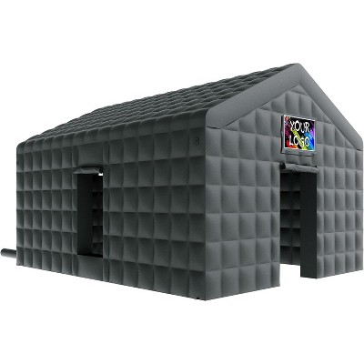 AMERLIFE Inflatable Nightclub Tent, Black Portable Gazebo with Dual Doors, Logo Panel