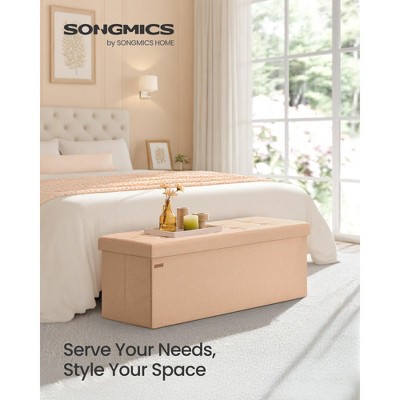 SONGMICS Storage Ottoman Bench Ottoman with Storage Footstool Hold up to 660 lb for Bedroom Living Room