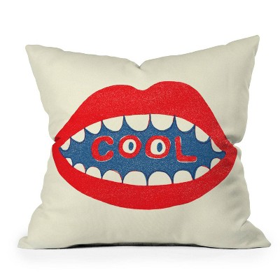 16"x16" Nick Nelson Cool Mouth Square Throw Pillow Red - Deny Designs: Modern Decorative for Couch, Indoor Use, Zipper Closure
