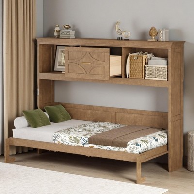 Merax Twin Size Murphy Bed with USB Charging Station, Drawer Storage & Decorative Cabinet Design