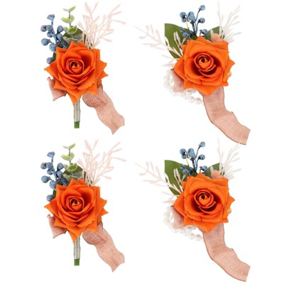 Unique Bargains Satin Romantic Durable Elegant Rose Corsage and Boutonnieres Set 2 Pcs