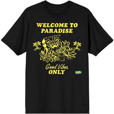 Spongebob Squarepants Welcome To Paradise Good Vibes Only Men's Black Graphic Tee