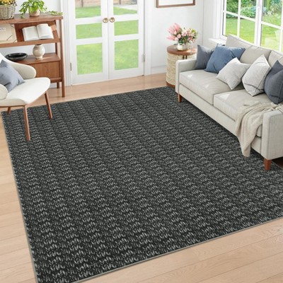 Washable Rugs Non-Slip ¨C Modern Braided Print Area Rug? Stain-Resistant Machine Washable Carpet | Contemporary Accent Rug with Non-Slip Backing