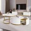 KIGFTSOD Modern Round Nesting Coffee Table Fluted with Drawer - 3 of 4