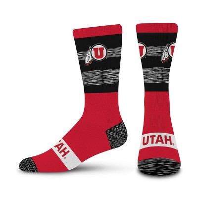 NCAA Utah Utes Mixer Crew Socks: Cushioned Heel & Toe, Knit Midweight Fabric