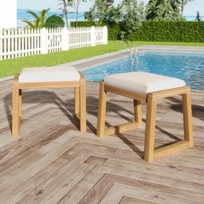 Sleek Wooden Stools with White Cushions: Modern Design for Contemporary Spaces